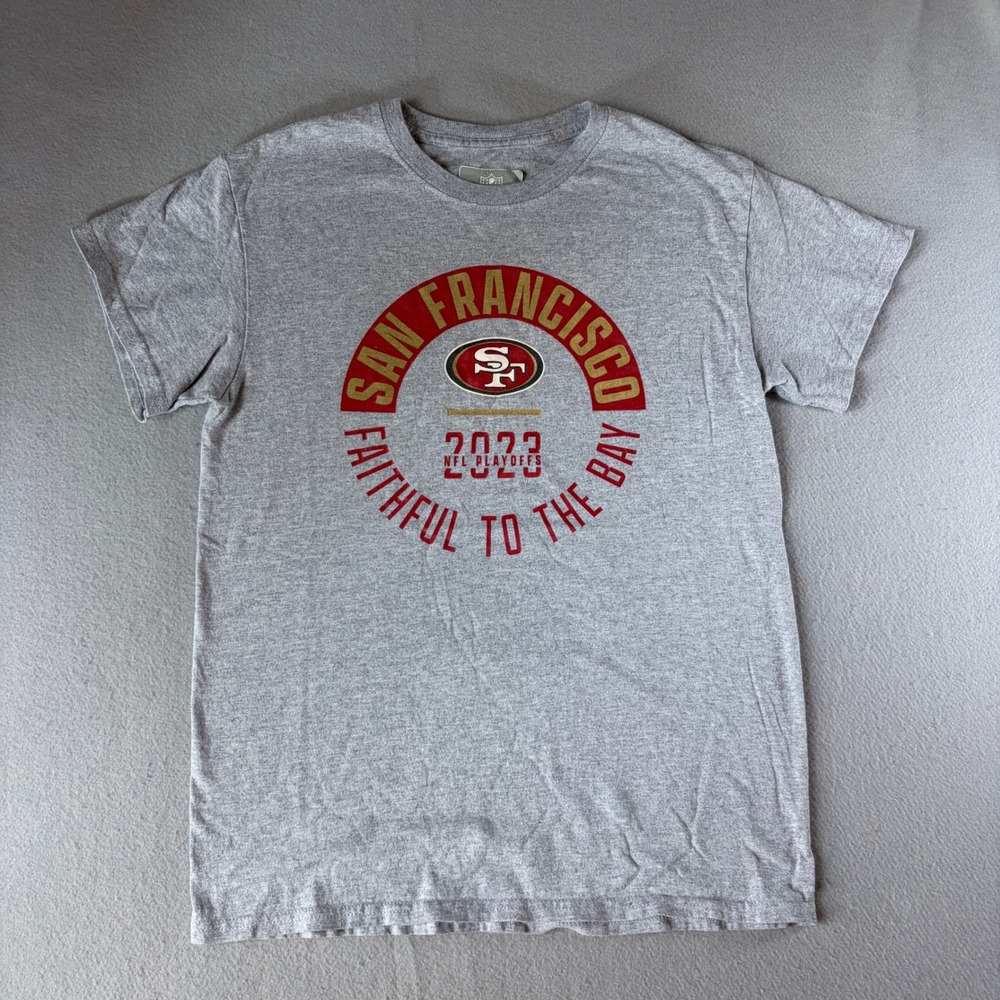 NFL San Francisco 49ers 2023 Playoffs Faithful To The Bay Gray T-Shirt Mens S